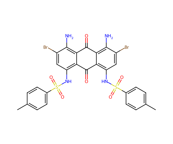 N,N'-(4,5-diamino-3,6-dibromo-9,10-dioxo-9,10-dihydroanthracene-1,8-diyl)bis(4-methylbenzenesulfonamide) structure
