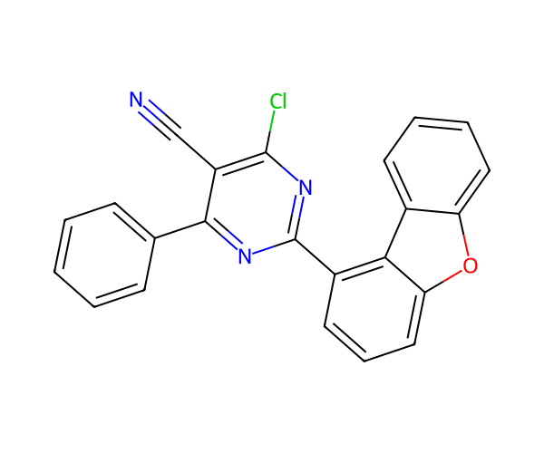 4-chloro-2-(dibenzo[b,d]furan-1-yl)-6-phenylpyrimidine-5-carbonitrile structure