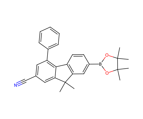 9,9-dimethyl-4-phenyl-7-(4,4,5,5-tetramethyl-1,3,2-dioxaborolan-2-yl)-9H-fluorene-2-carbonitrile structure