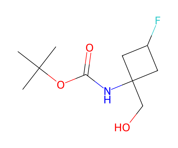 tert-butyl N-[3-fluoro-1-(hydroxymethyl)cyclobutyl]carbamate structure