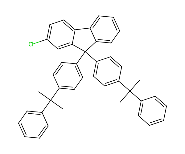 2-chloro-9,9-bis(4-(2-phenylpropan-2-yl)phenyl)-9H-fluorene structure