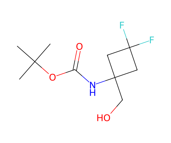 tert-butyl N-[3,3-difluoro-1-(hydroxymethyl)cyclobutyl]carbamate structure