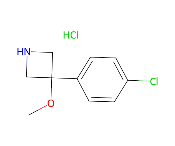 3-(4-chlorophenyl)-3-methoxyazetidine;hydrochloride structure