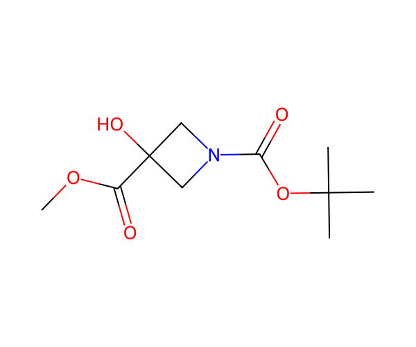1-Tert-butyl 3-methyl 3-hydroxyazetidine-1,3-dicarboxylate structure