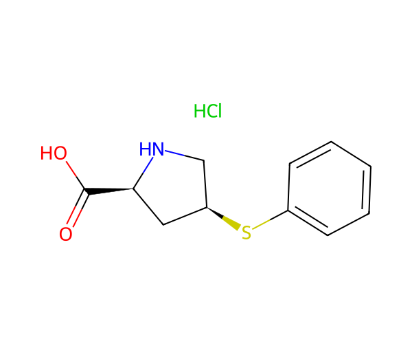(2S,4S)-4-phenylsulfanylpyrrolidine-2-carboxylic acid;hydrochloride structure